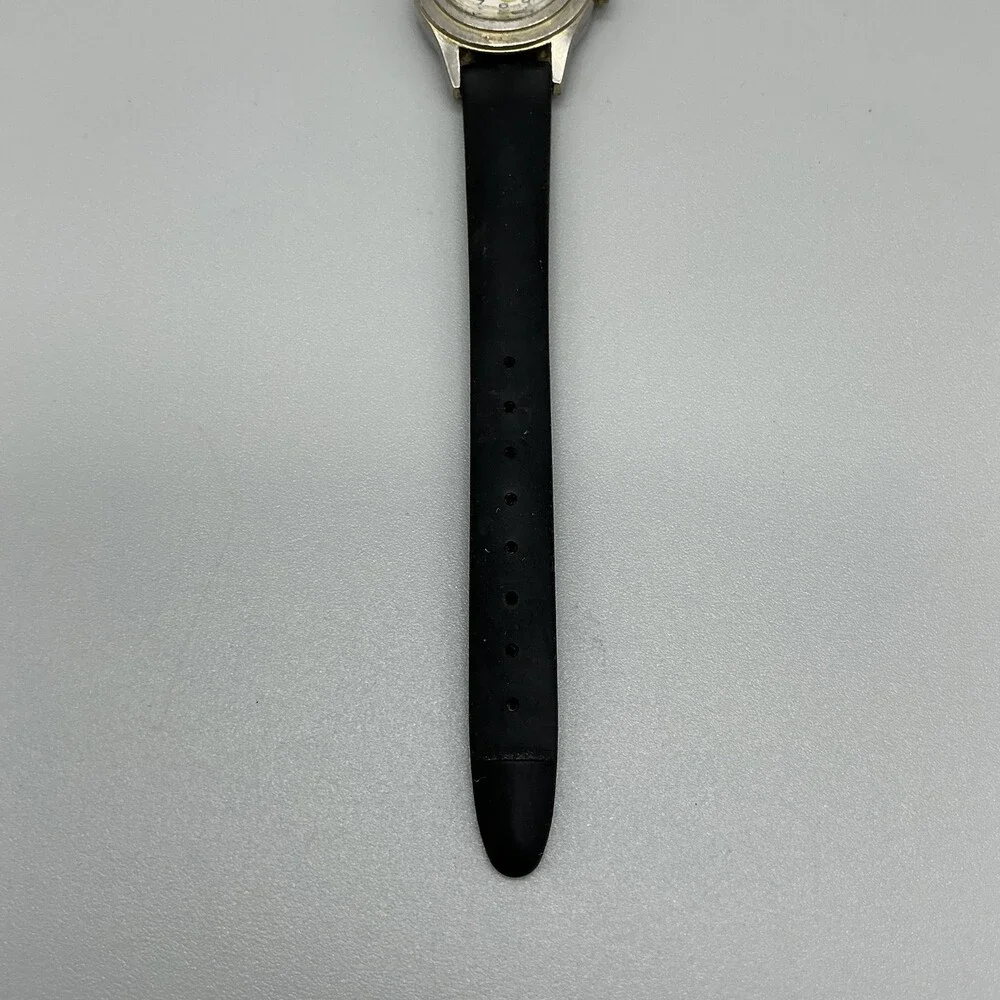 Vintage Bradley Boys Watch 26mm Mickey Mouse Swiss Manual Black Rubber Strap